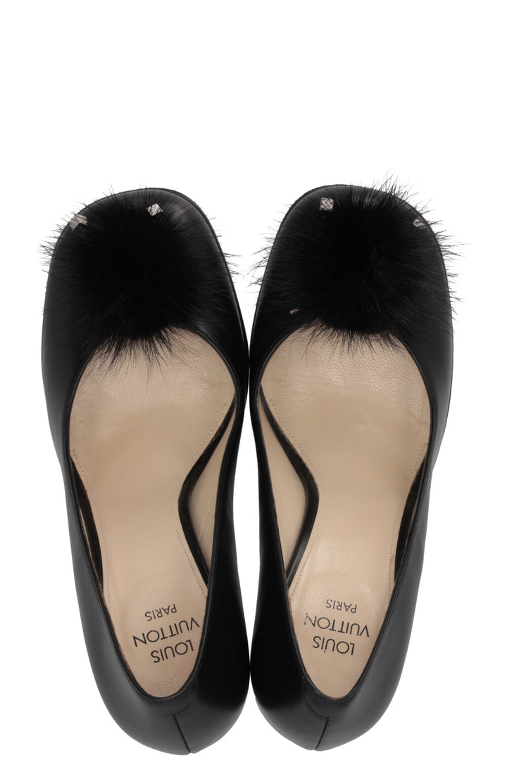 Escarpins à pompons LOUIS VUITTON en cuir noir