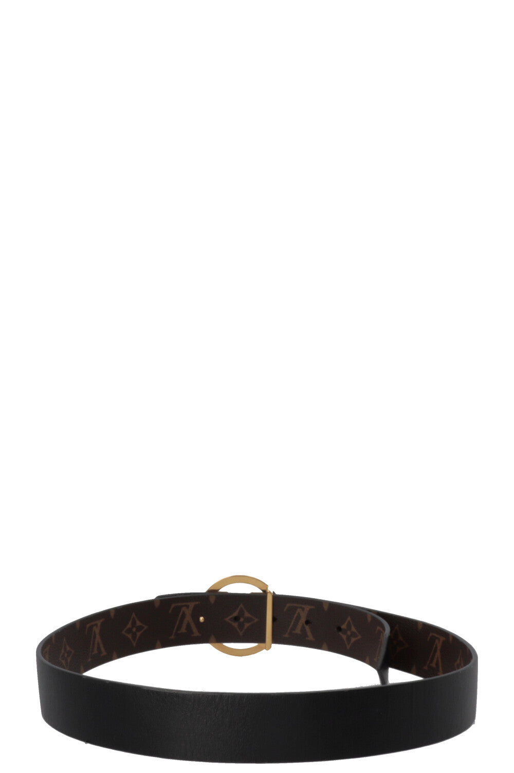 LOUIS VUITTON Reversible LV Circle Belt Leather Black