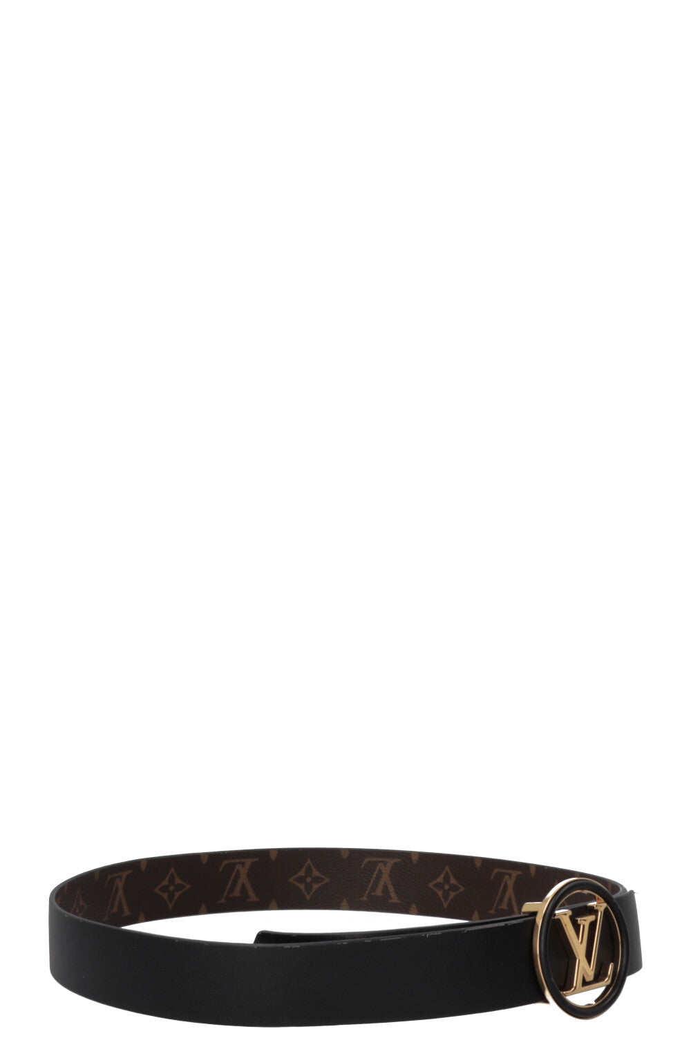 LOUIS VUITTON Reversible LV Circle Belt Leather Black