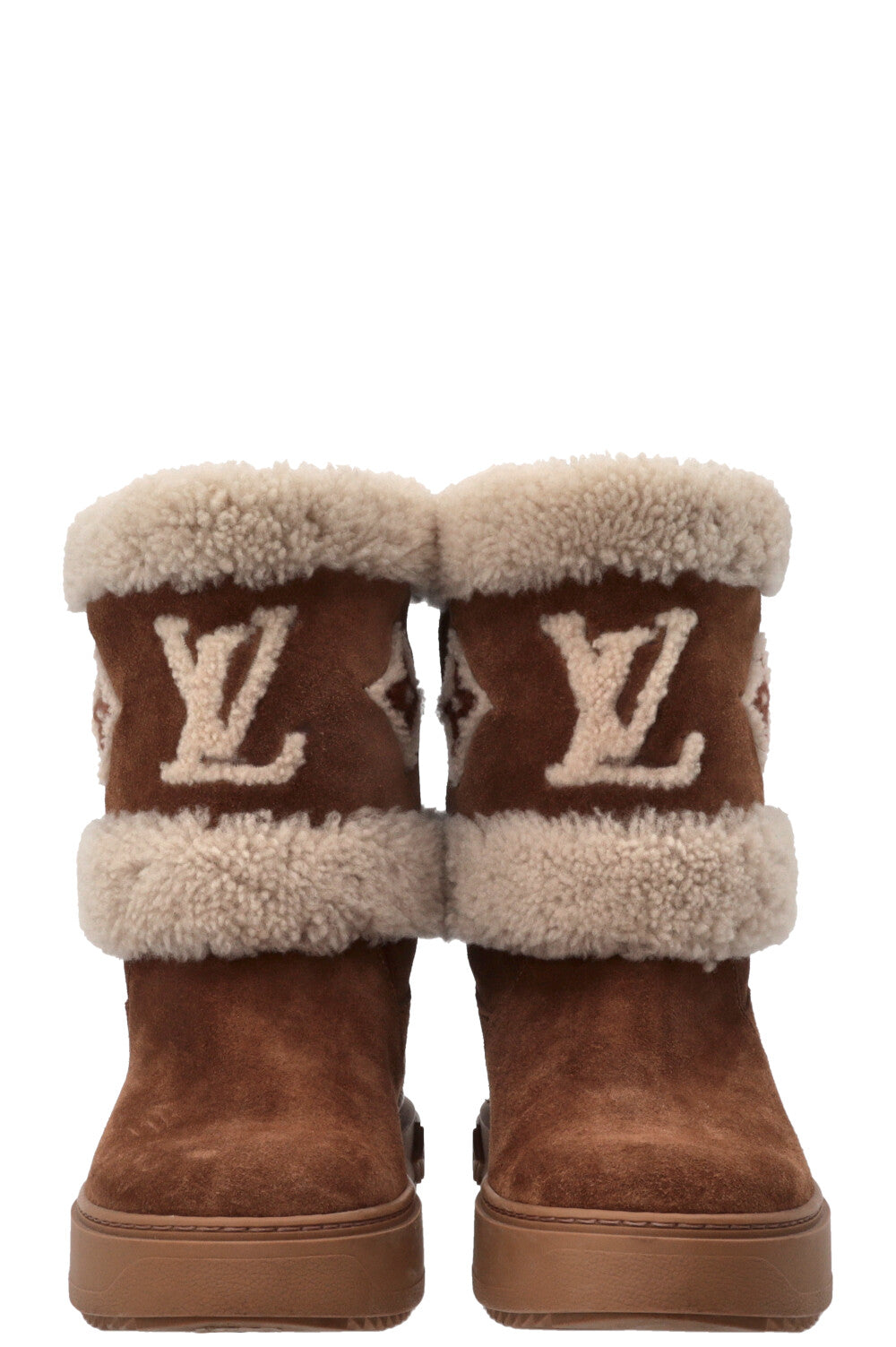 Bottes Snowdrop LOUIS VUITTON en peau lainée camel