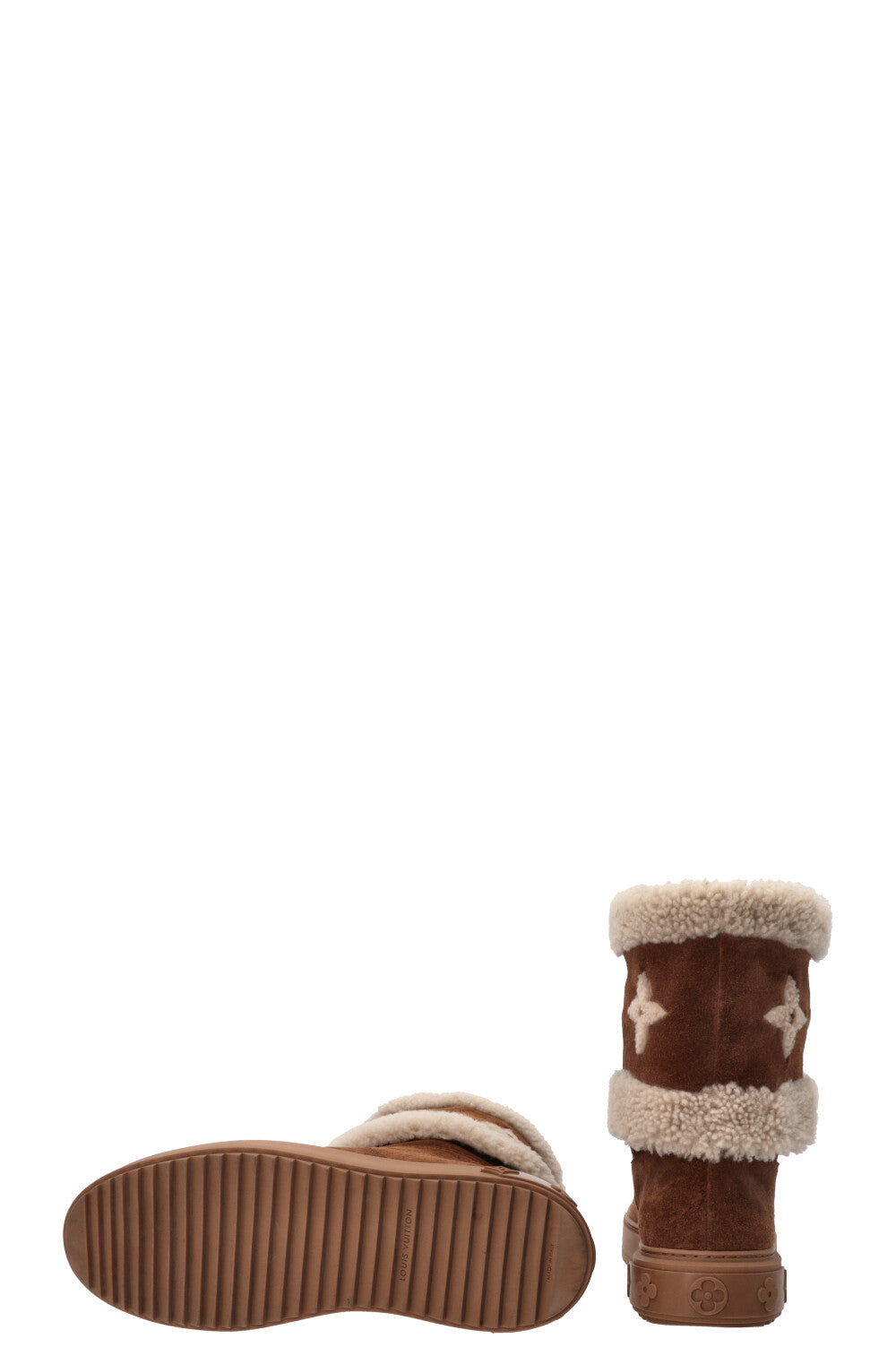 Bottes Snowdrop LOUIS VUITTON en peau lainée camel