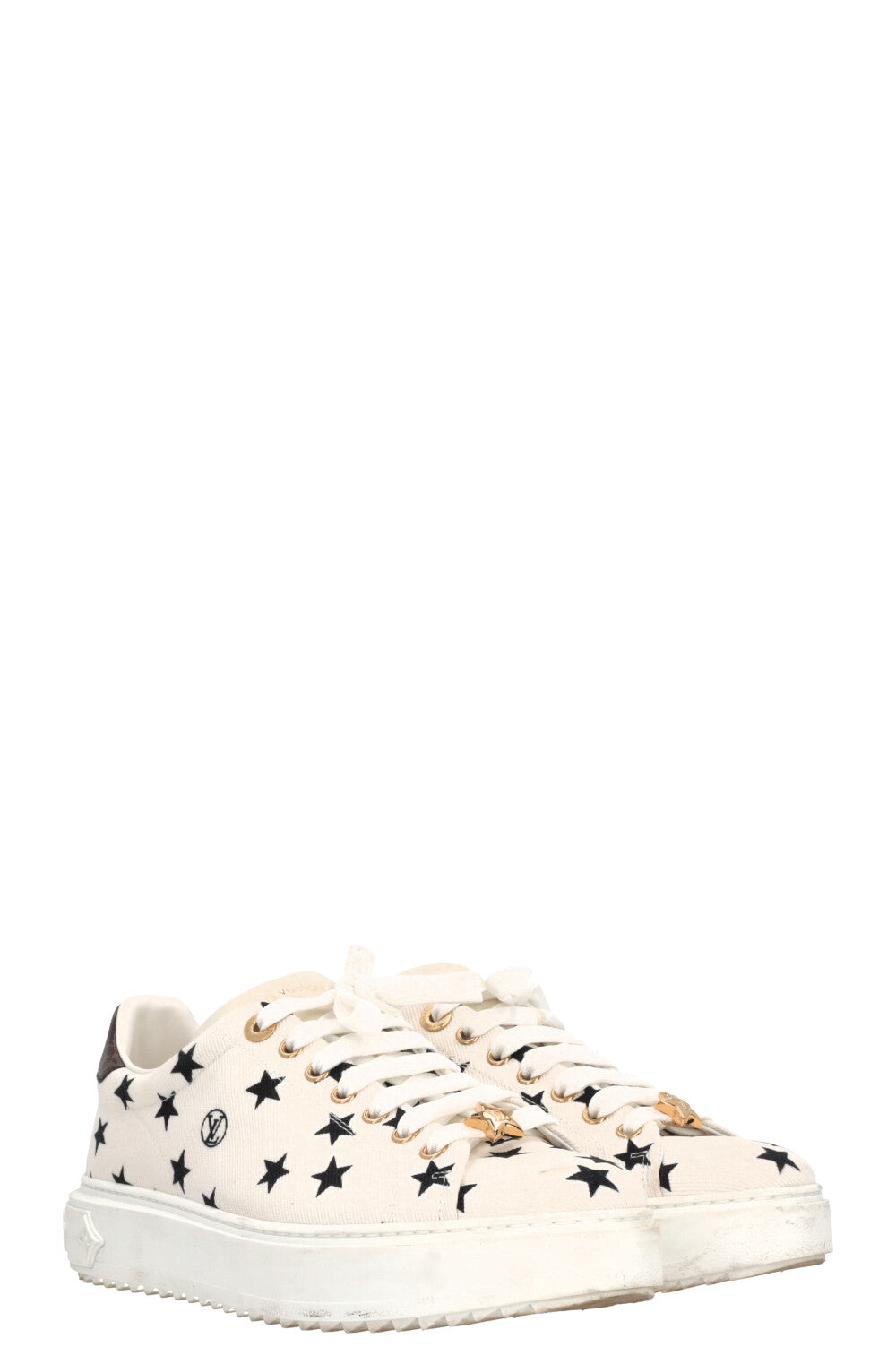 LOUIS VUITTON Time Out Sneakers Stars Canvas White