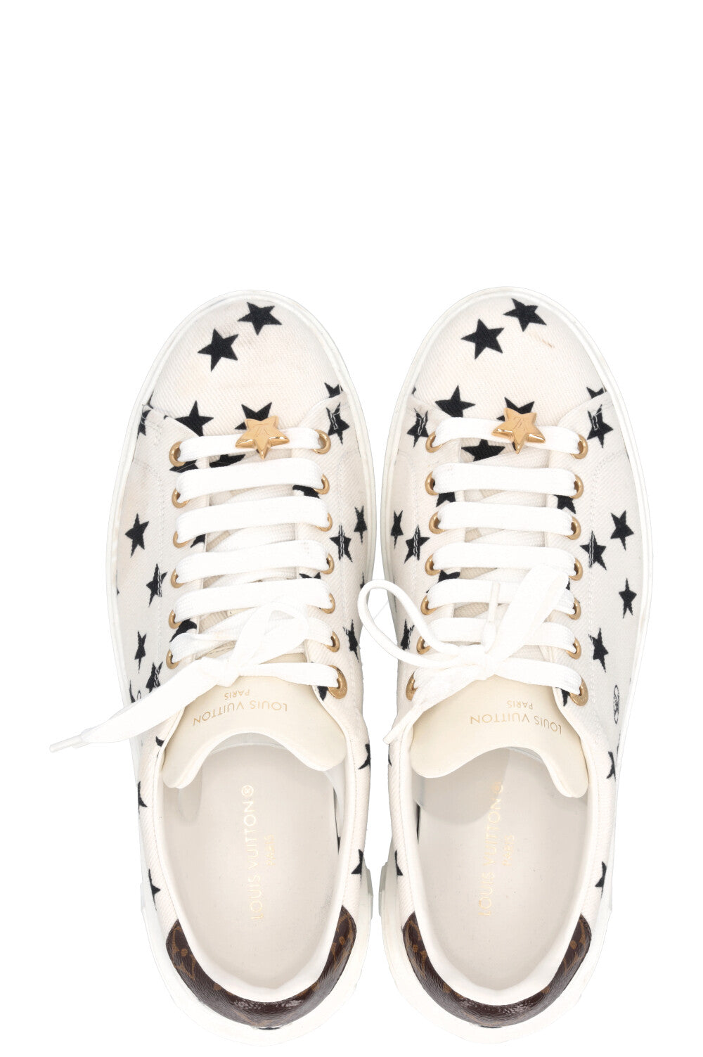 LOUIS VUITTON Time Out Sneakers Stars Canvas White