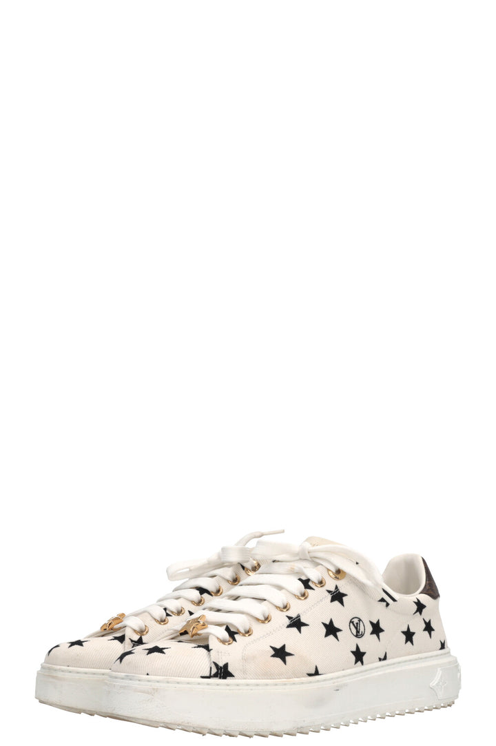 LOUIS VUITTON Time Out Sneakers Stars Canvas White