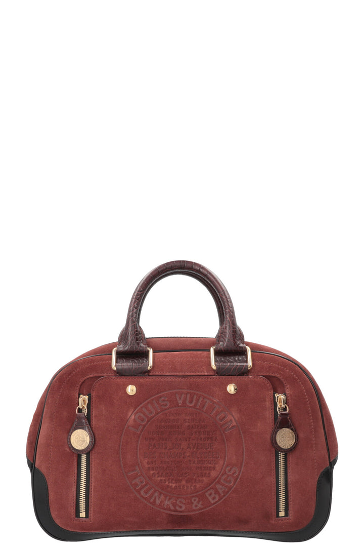 LOUIS VUITTON Trunk Bowler Bag Suede Red