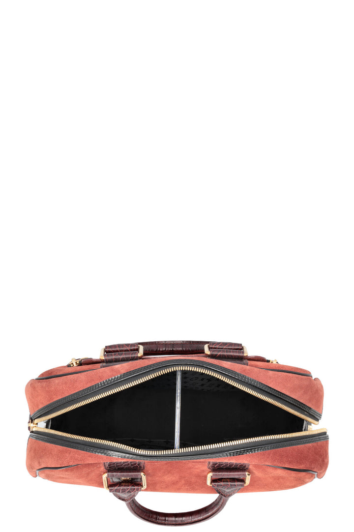 LOUIS VUITTON Trunk Bowler Bag Suede Red
