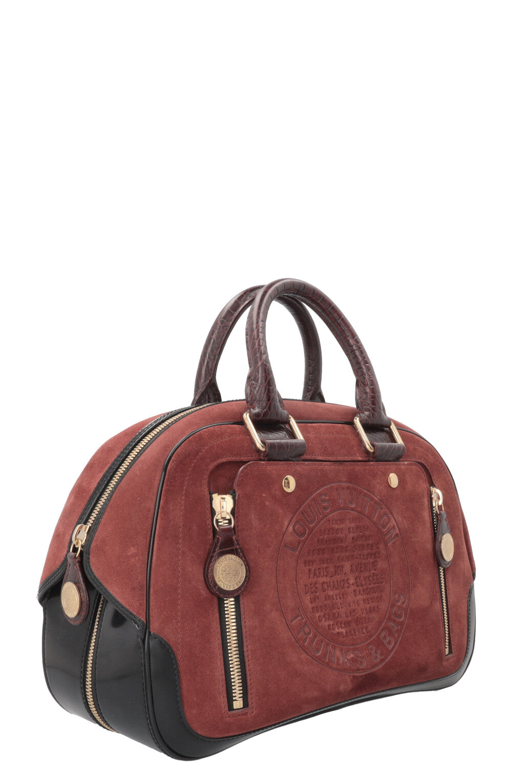 LOUIS VUITTON Trunk Bowler Bag Suede Red