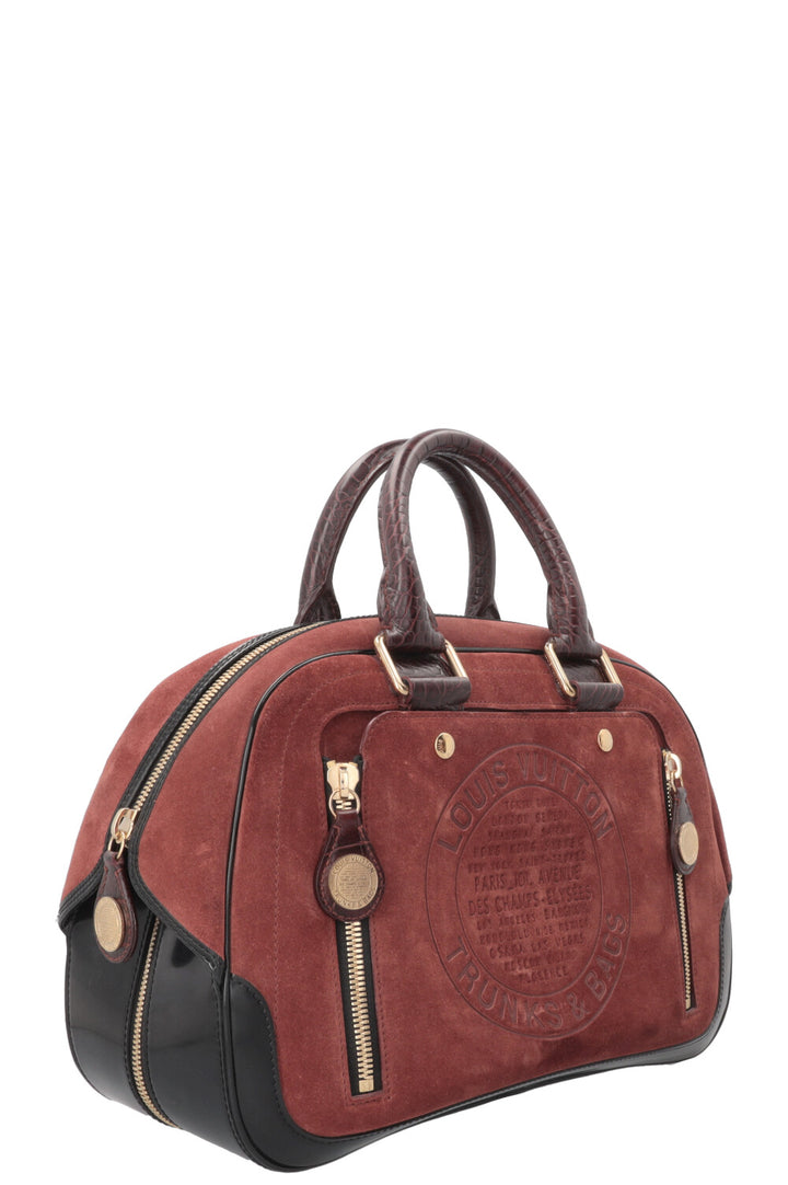 LOUIS VUITTON Trunk Bowler Bag Suede Red