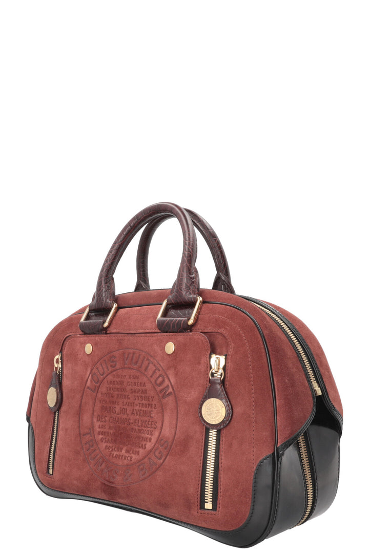 LOUIS VUITTON Trunk Bowler Bag Suede Red