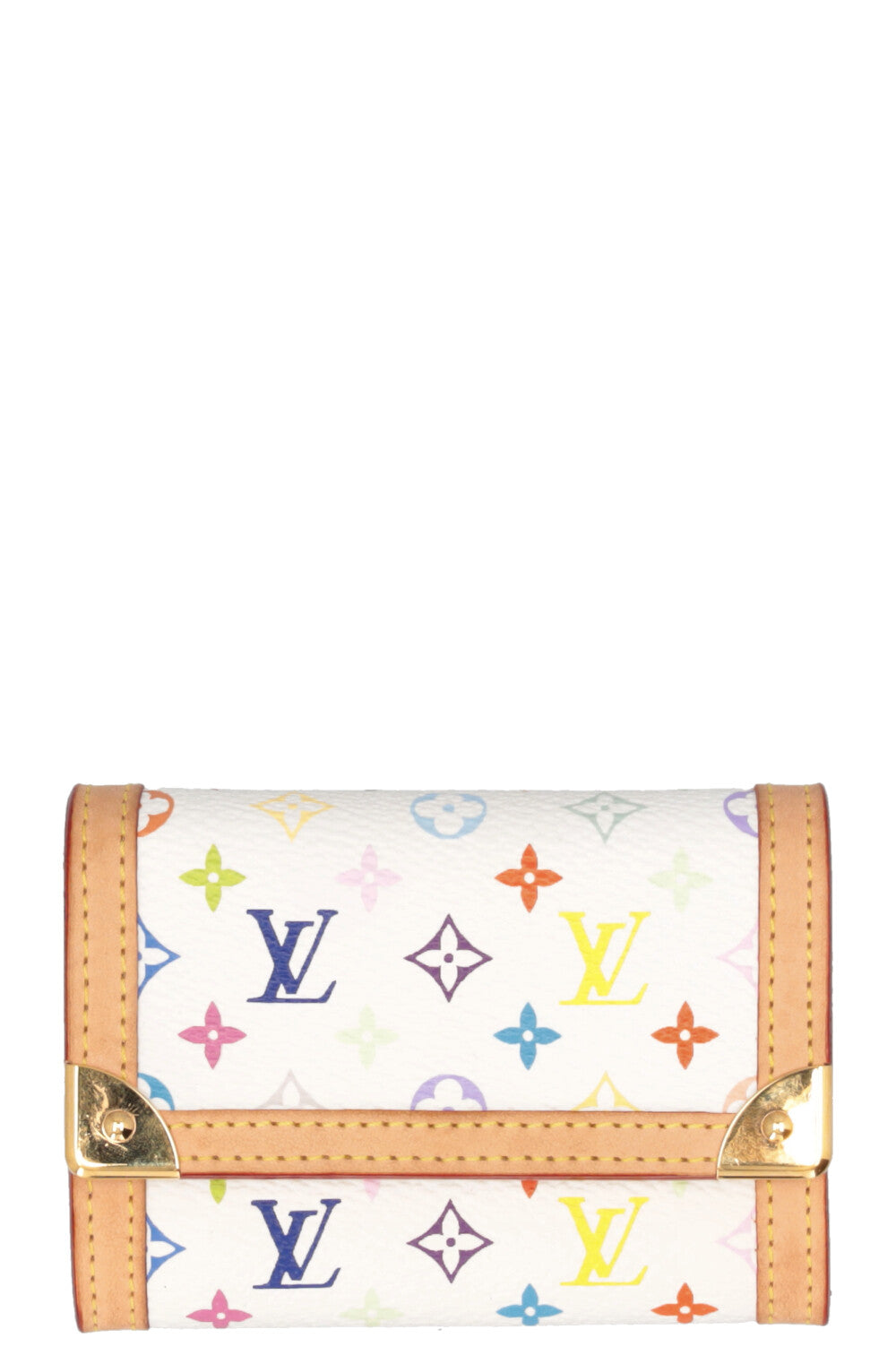LOUIS VUITTON x Takashi Murakami Mini portefeuille en toile Monogram blanc