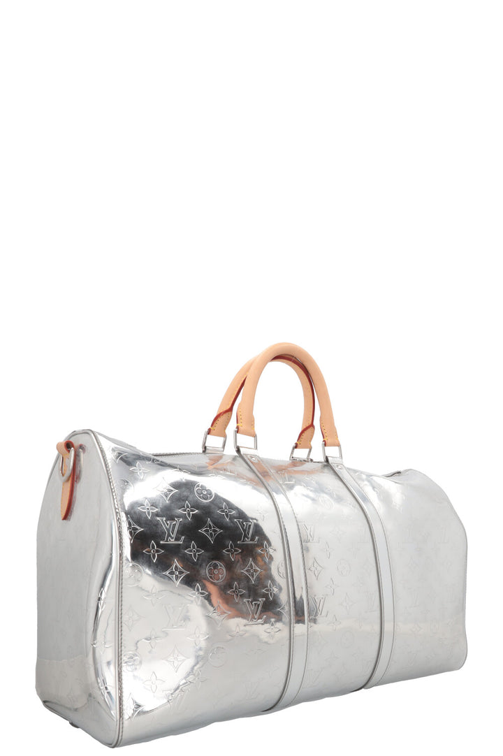 LOUIS VUITTON x Virgil Abloh Keepall 50 Mirror Canvas Silver