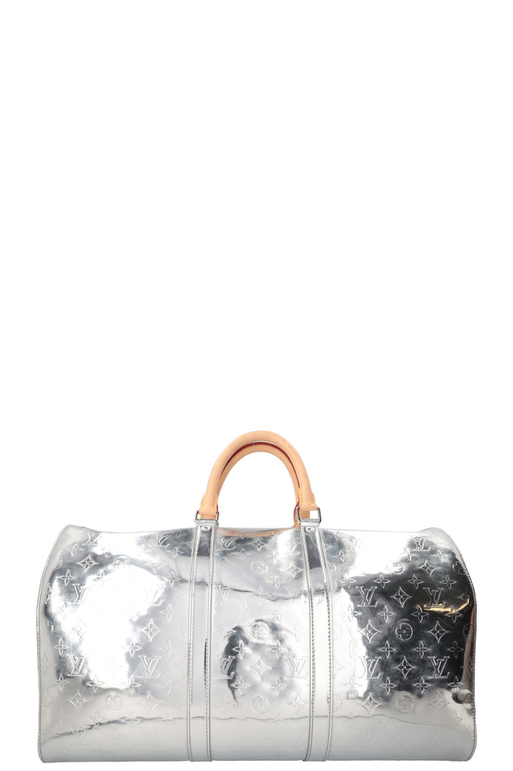 LOUIS VUITTON x Virgil Abloh Keepall 50 Mirror Canvas Silver