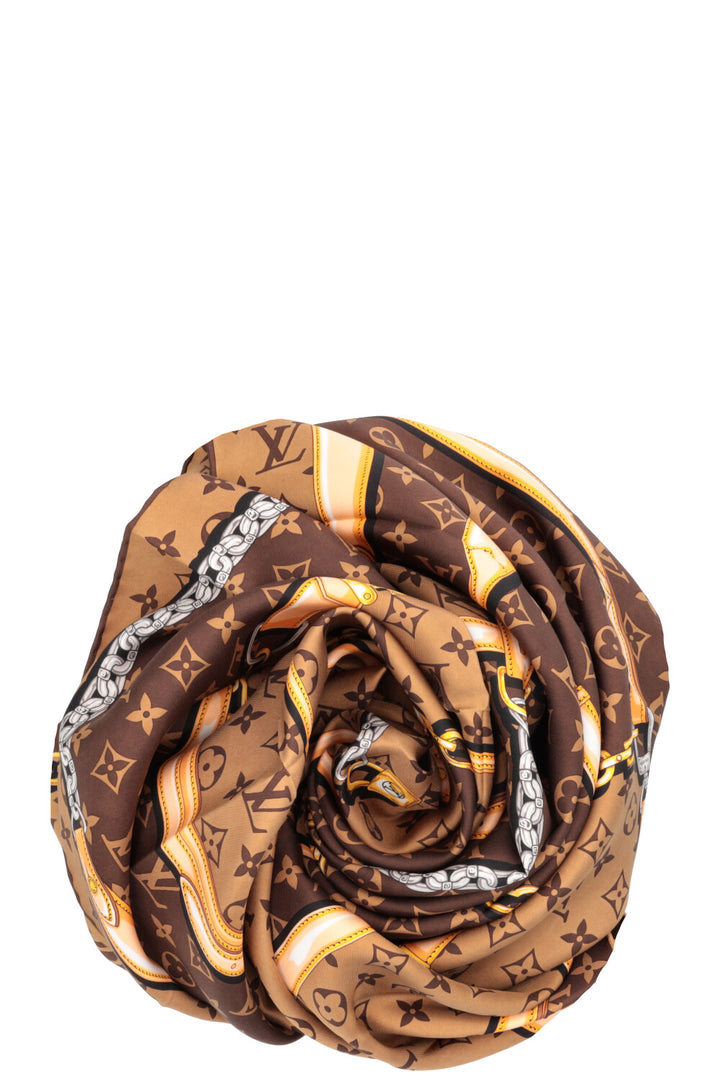 LOUIS VUITTON Confidential Carre 90 Silk Brown