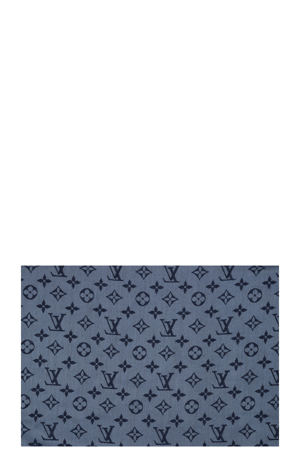 LOUIS VUITTON Fringed Scarf MNG Silk Blue