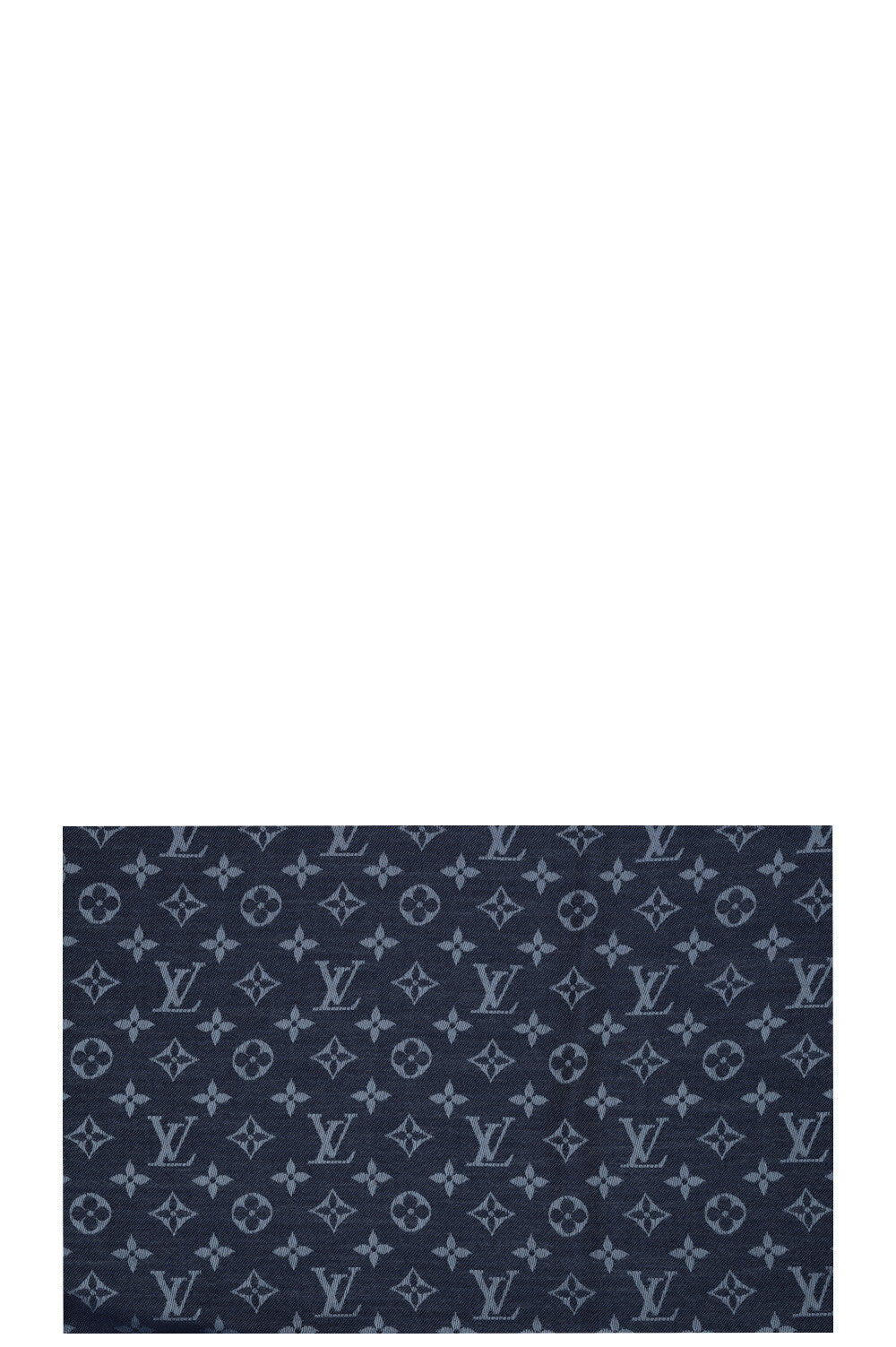 LOUIS VUITTON Fringed Scarf MNG Silk Blue