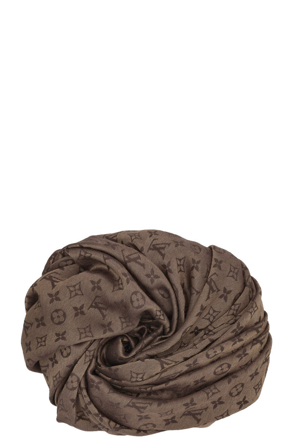 LOUIS VUITTON Scarf Monogram Silk Gold