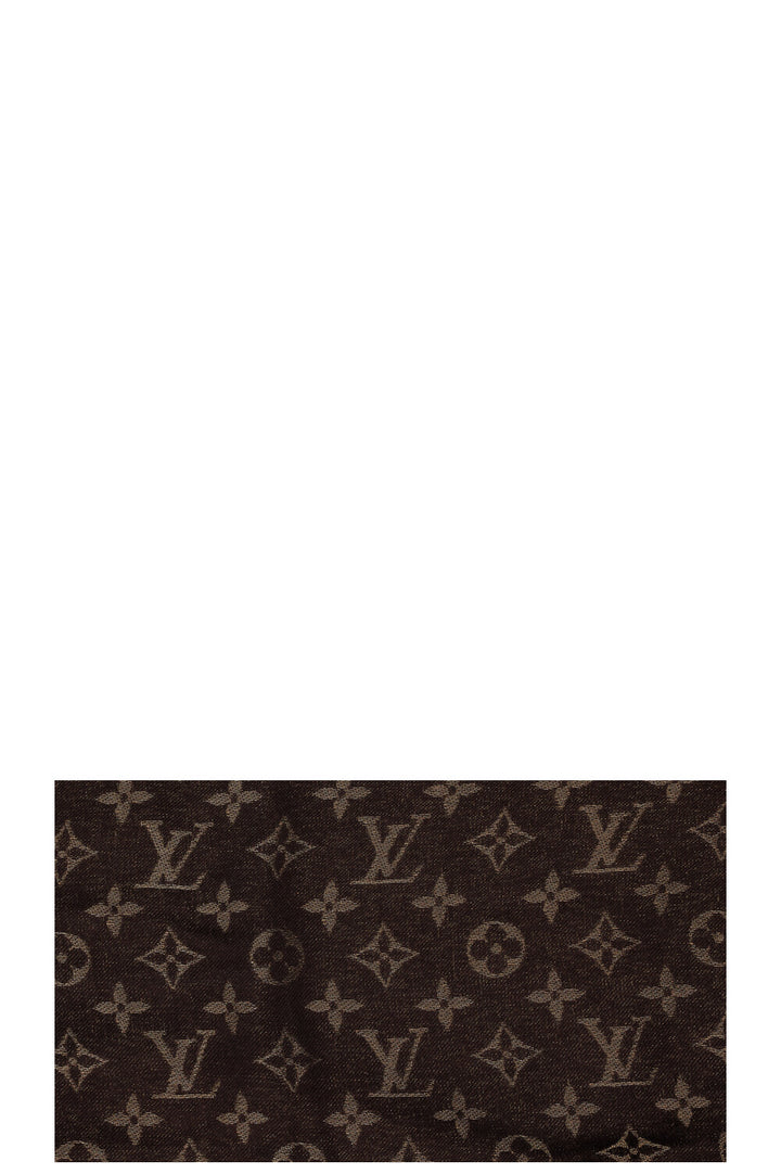 LOUIS VUITTON Scarf Monogram Silk Gold