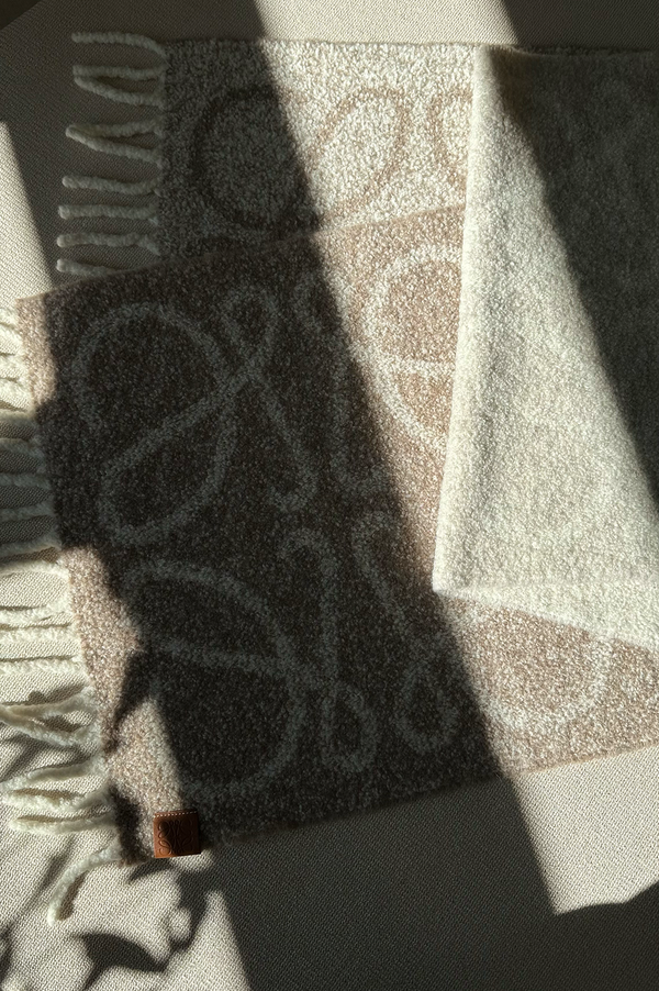 LOEWE Logo Scarf Alpaca Wool Beige