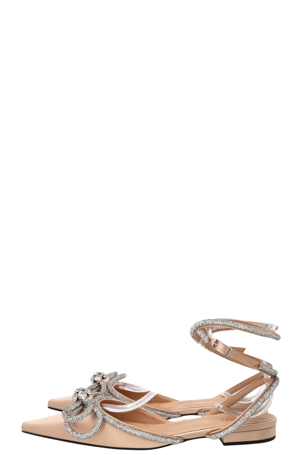 MACH&MACH Double Bow Ankle Wrap Flats Beige