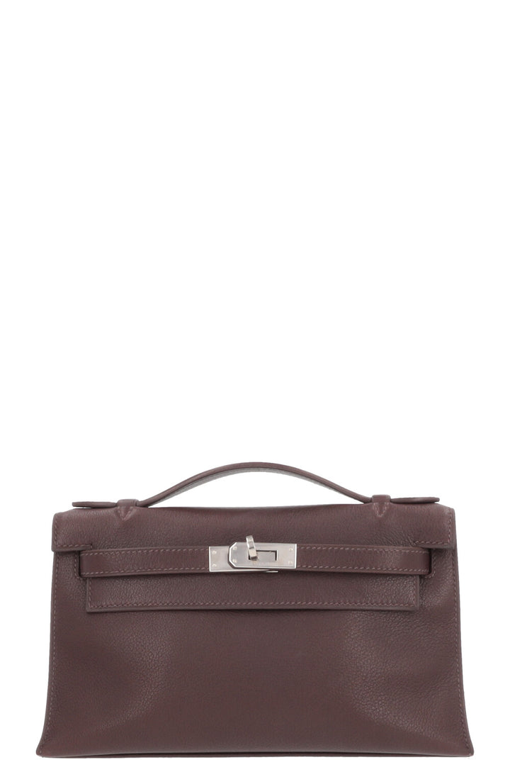 HERMÈS Kelly Pochette Evergrain Chocolat