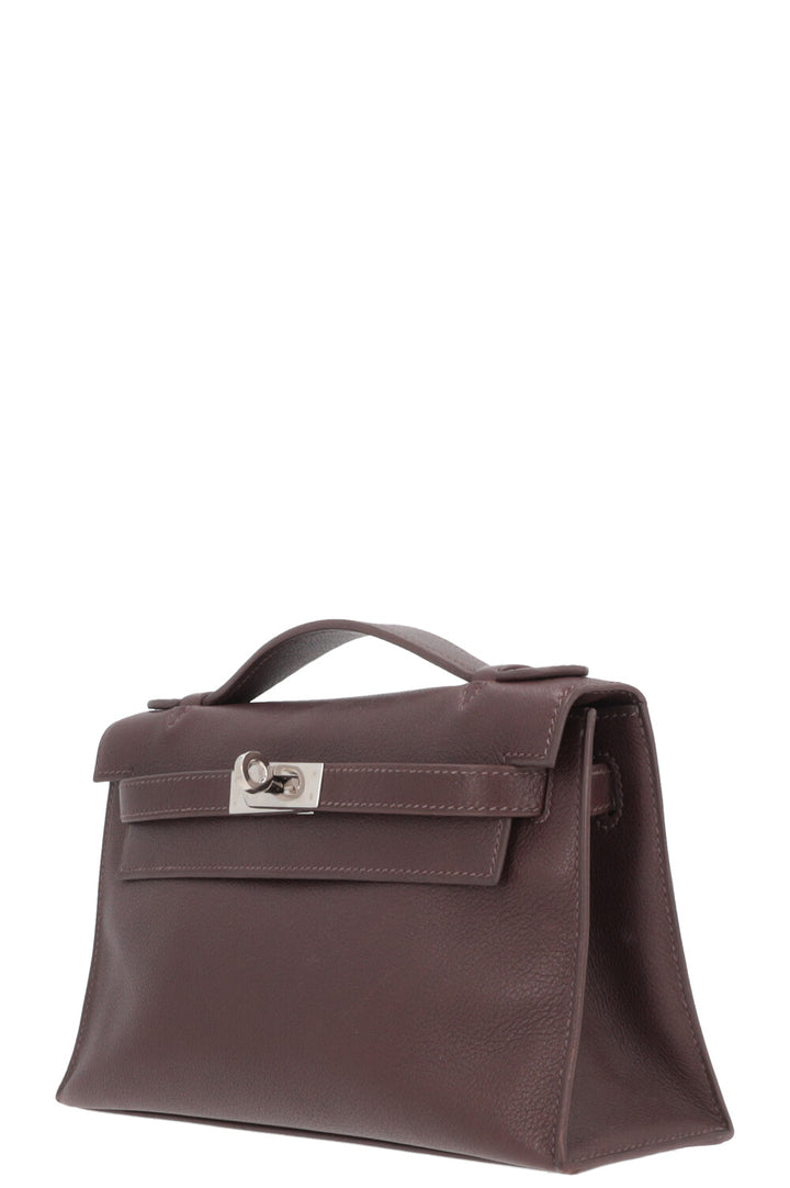HERMÈS Kelly Pochette Evergrain Chocolat