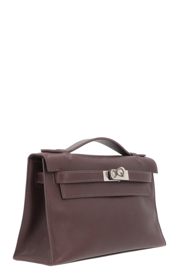 HERMÈS Kelly Pochette Evergrain Chocolat