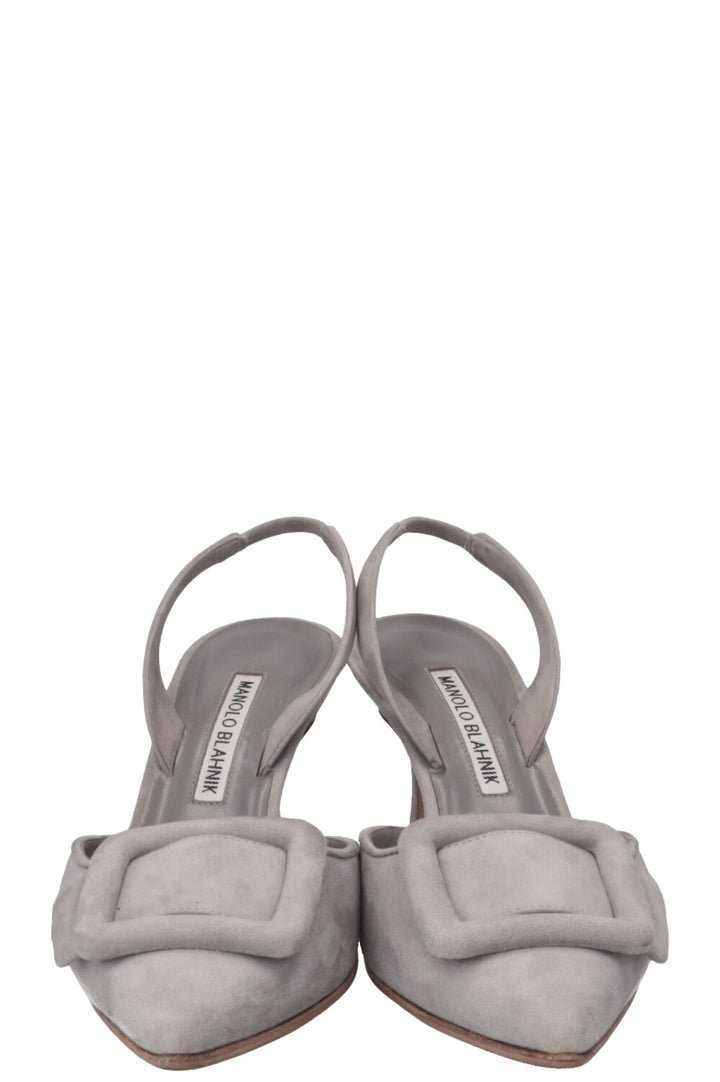 MANOLO BLAHINK Slingback Pumps Suede Grey