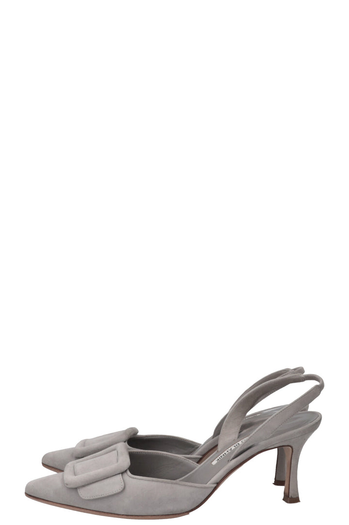 MANOLO BLAHINK Slingback Pumps Suede Grey