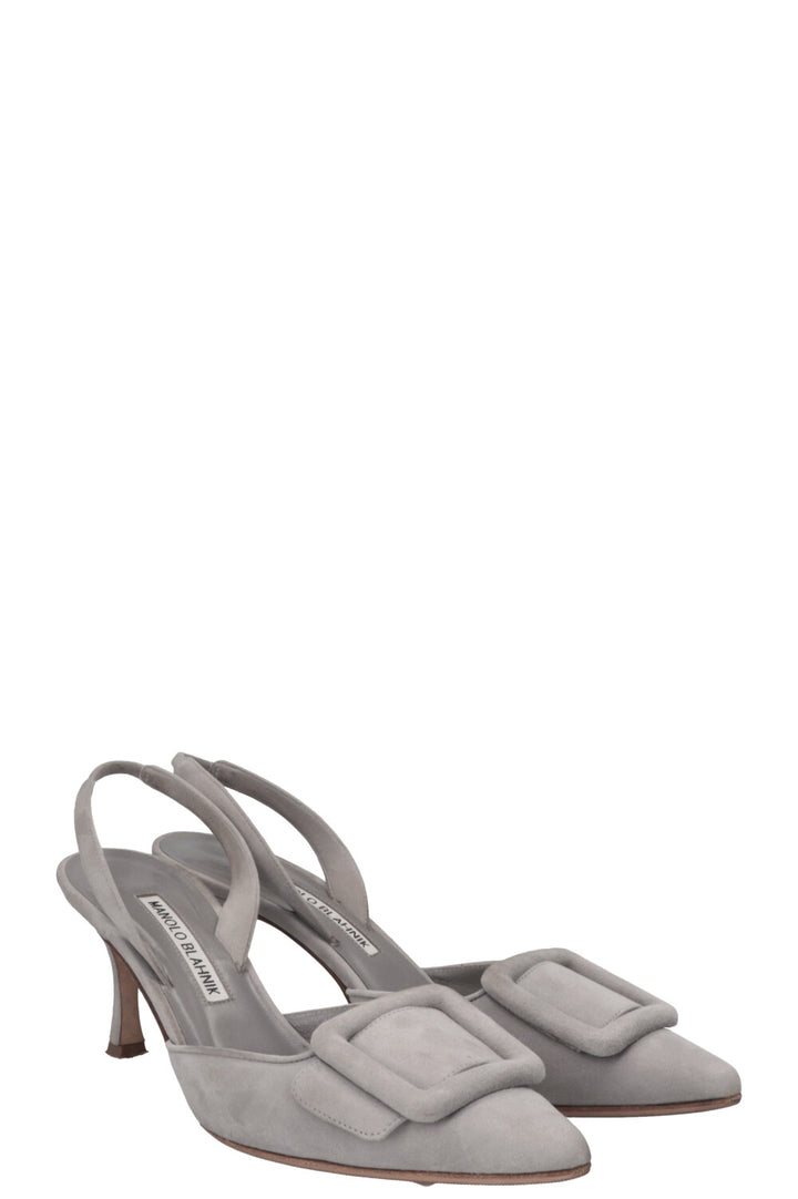 MANOLO BLAHINK Slingback Pumps Suede Grey