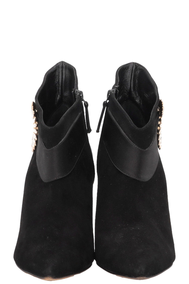 MANOLO BLAHNIK Ankau Ankle Boots Suede Black