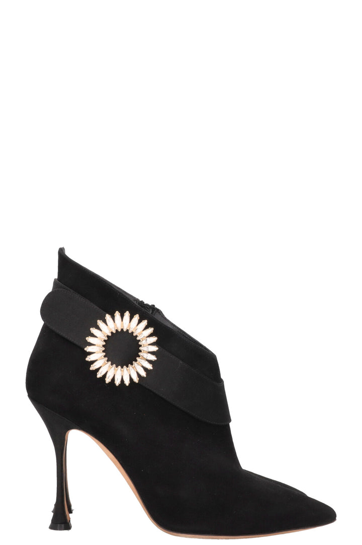 MANOLO BLAHNIK Ankau Ankle Boots Suede Black