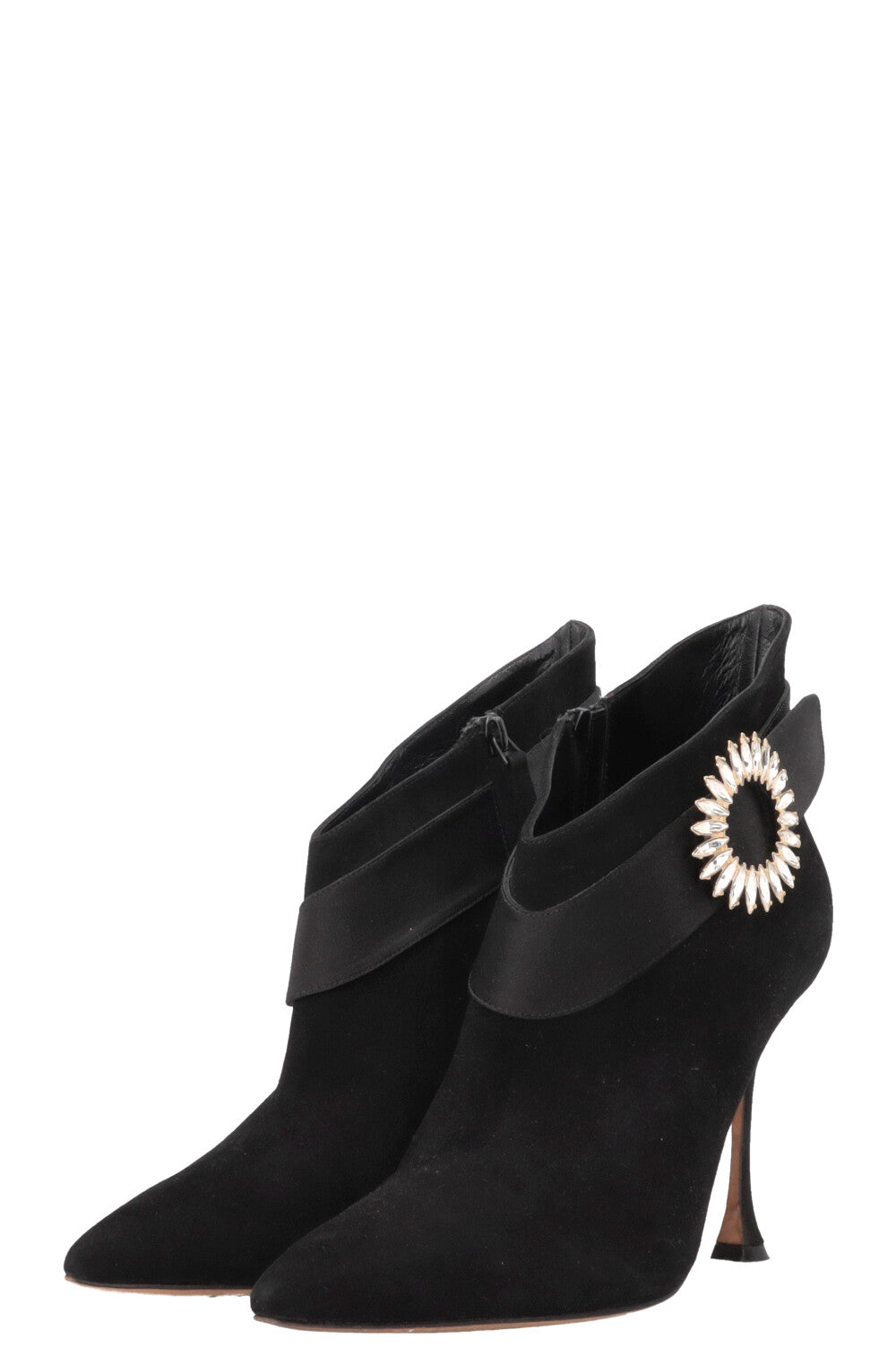 MANOLO BLAHNIK Ankau Ankle Boots Suede Black