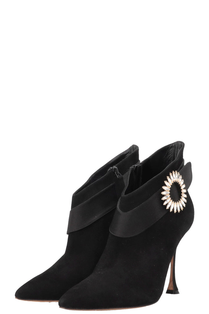 MANOLO BLAHNIK Ankau Ankle Boots Suede Black