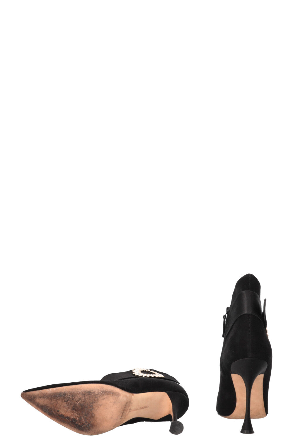 MANOLO BLAHNIK Ankau Ankle Boots Suede Black