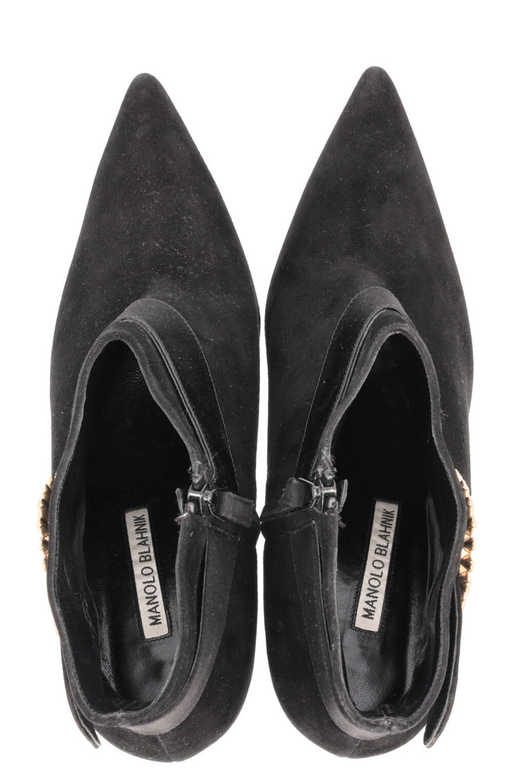 MANOLO BLAHNIK Ankau Ankle Boots Suede Black