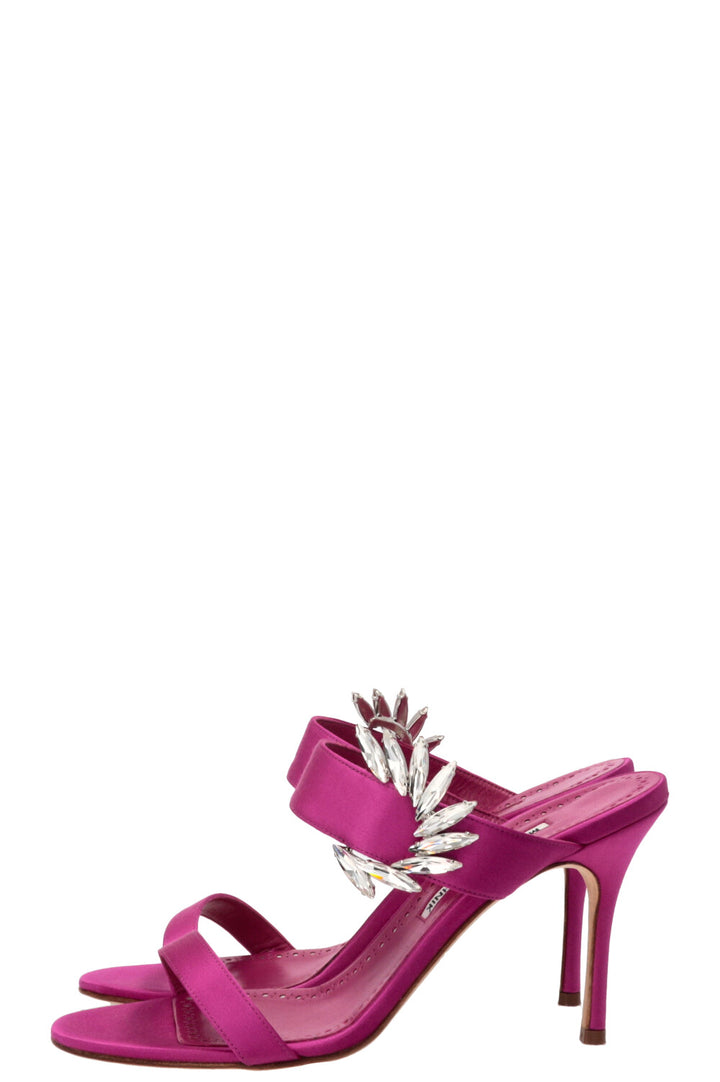 MANOLO BLAHNIK Chivela 90 Heels Satin Pink