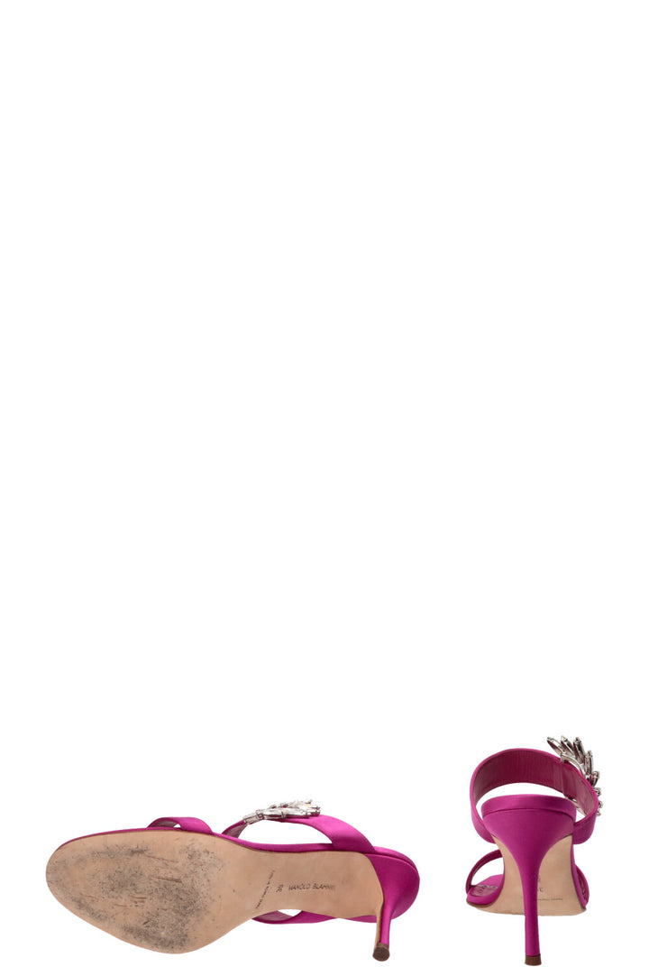 MANOLO BLAHNIK Chivela 90 Heels Satin Pink