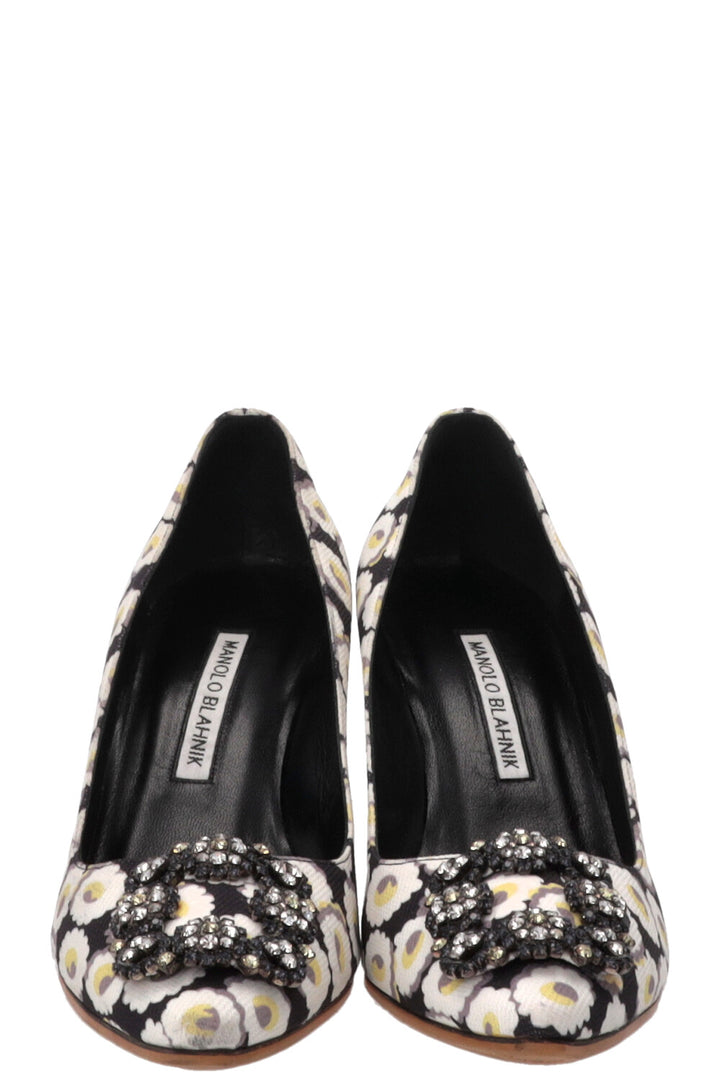 MANOLO BLAHNIK Floral Hangisi Pumps Canvas