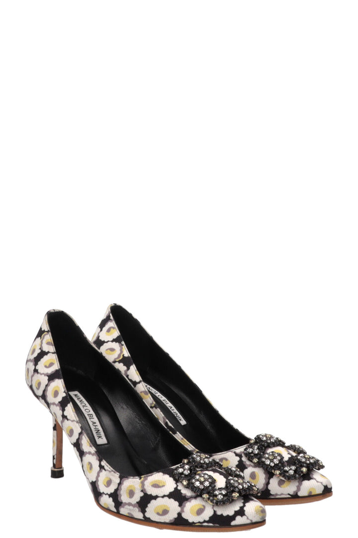 MANOLO BLAHNIK Floral Hangisi Pumps Canvas
