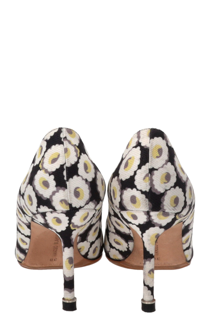 MANOLO BLAHNIK Floral Hangisi Pumps Canvas