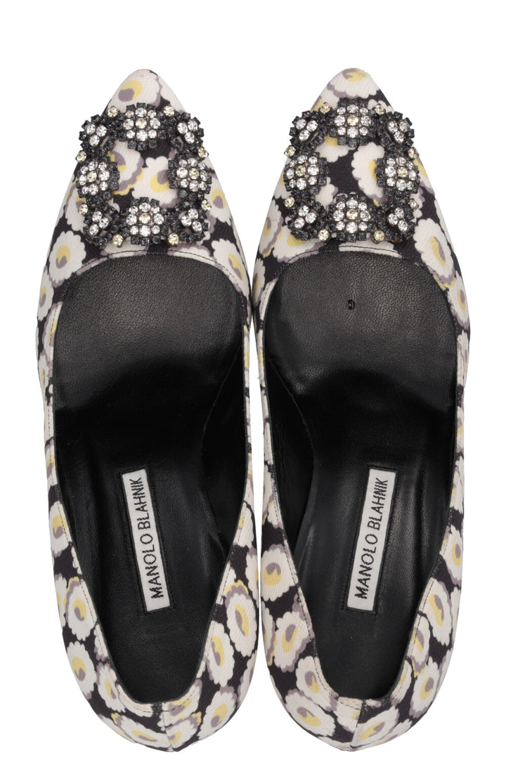MANOLO BLAHNIK Floral Hangisi Pumps Canvas