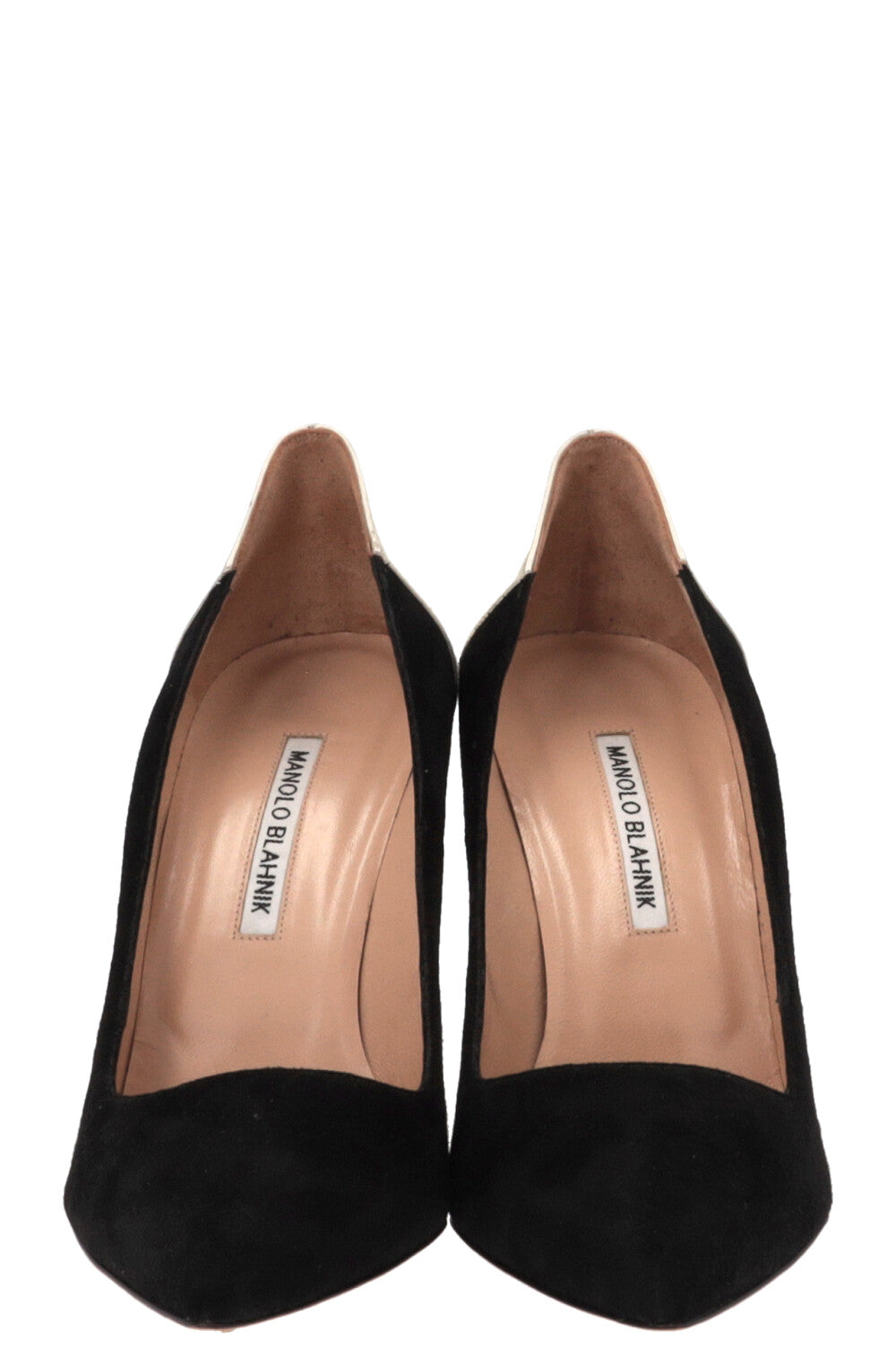 MANOLO BLAHNIK Gold Detail Heels Suede Black