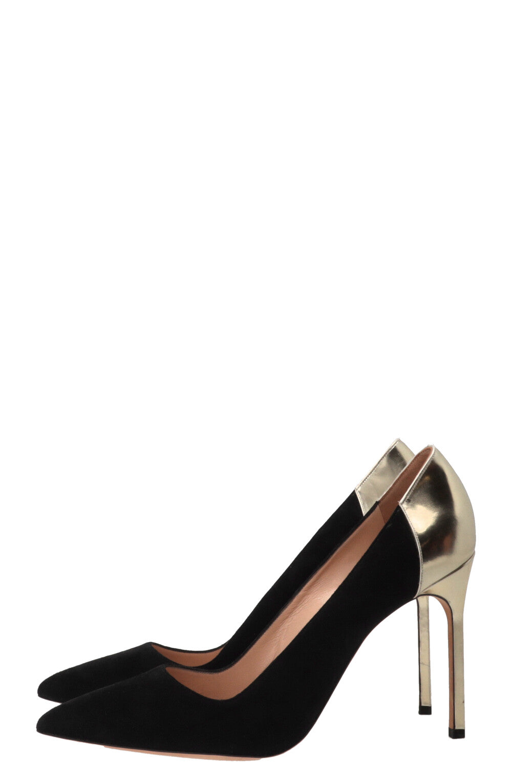 MANOLO BLAHNIK Gold Detail Heels Suede Black