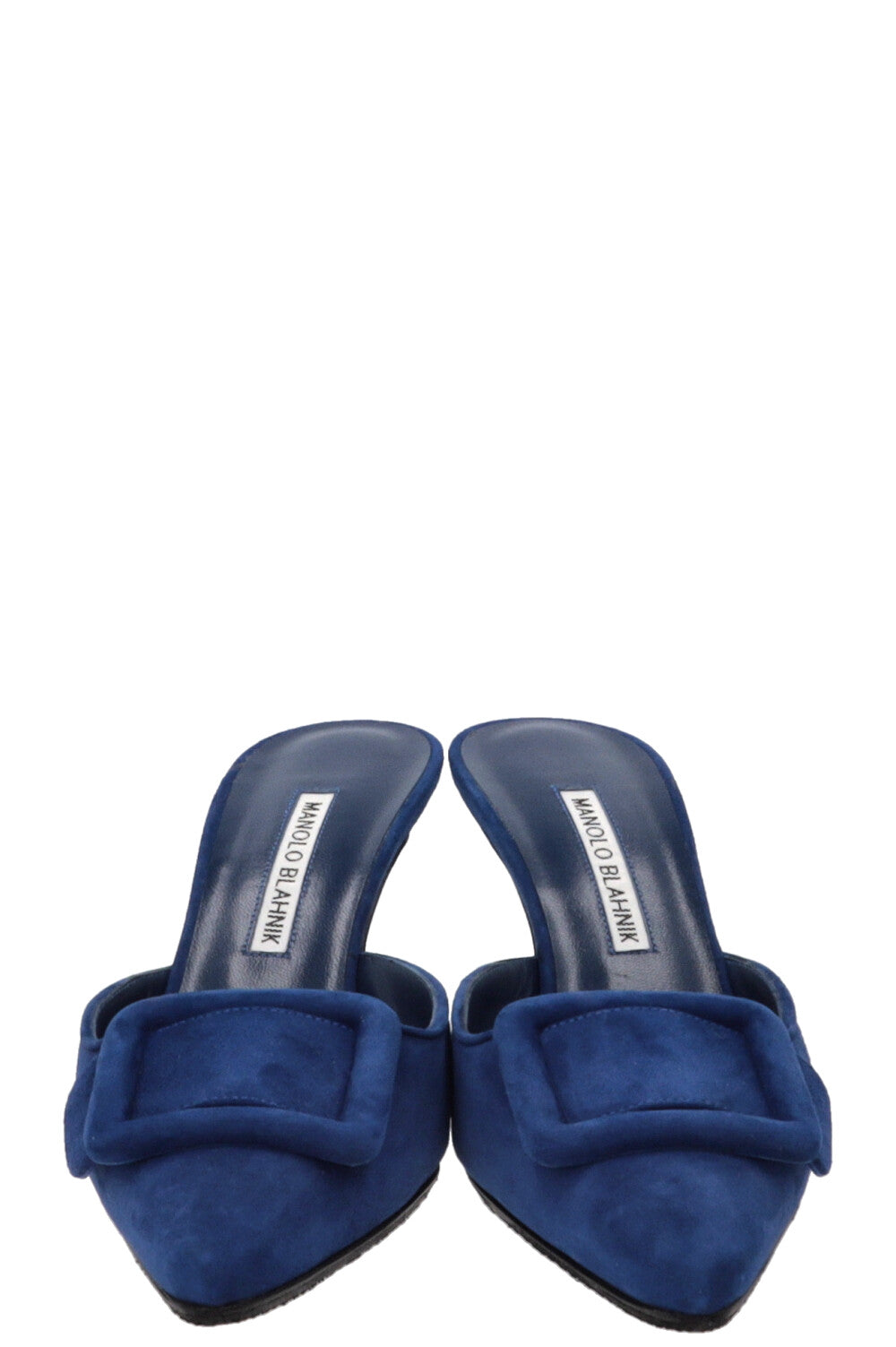 MANOLO BLAHNIK Maysale Mules en daim bleu