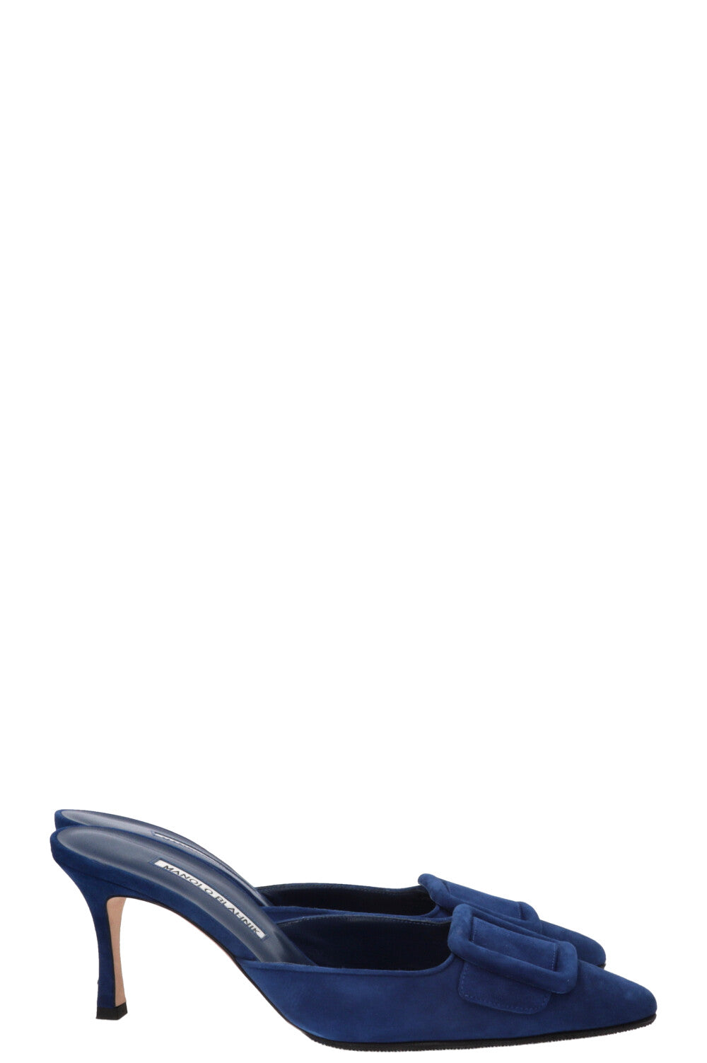 MANOLO BLAHNIK Maysale Mules en daim bleu