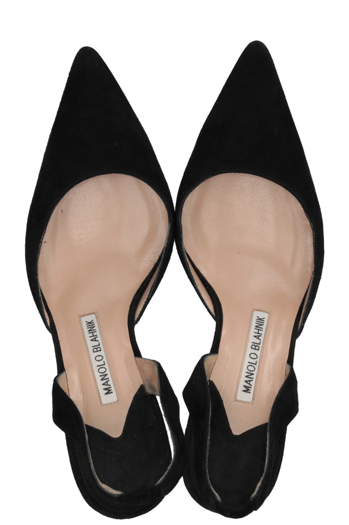 MANOLO BLAHNIK Slingback Pumps Suede Black