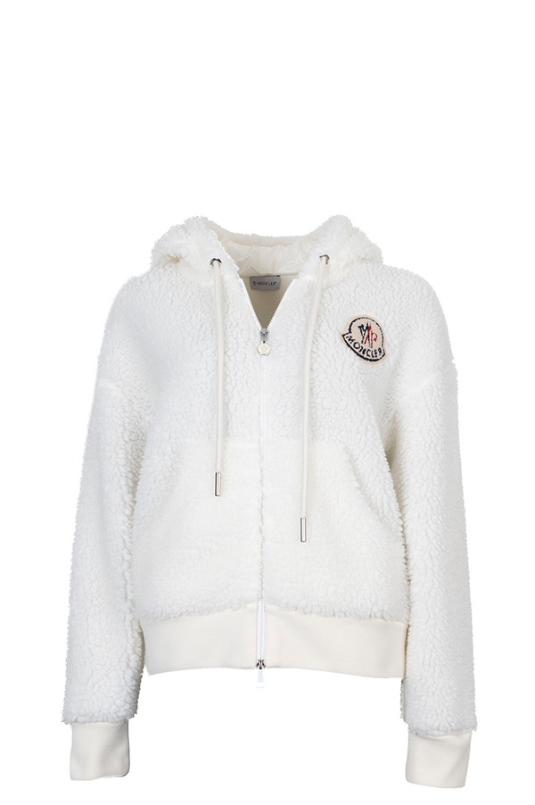 MONCLER Maglia Aberta Shearling Jacket White