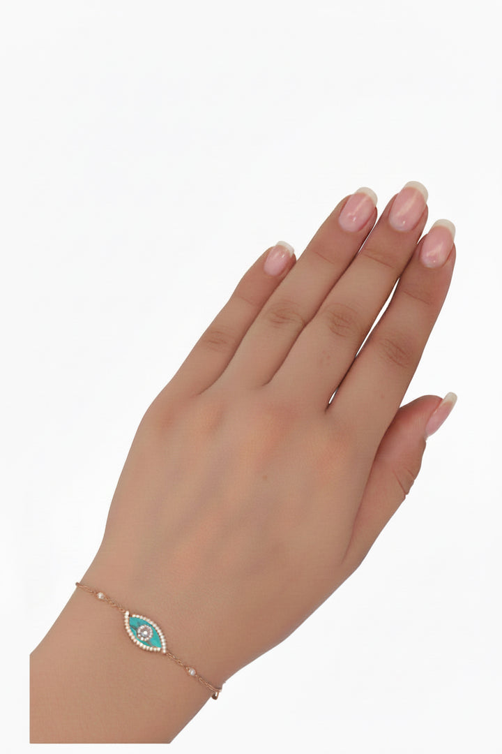 MESSIKA Lucky Eye Bracelet 18k Rose Gold Turquoise Diamonds