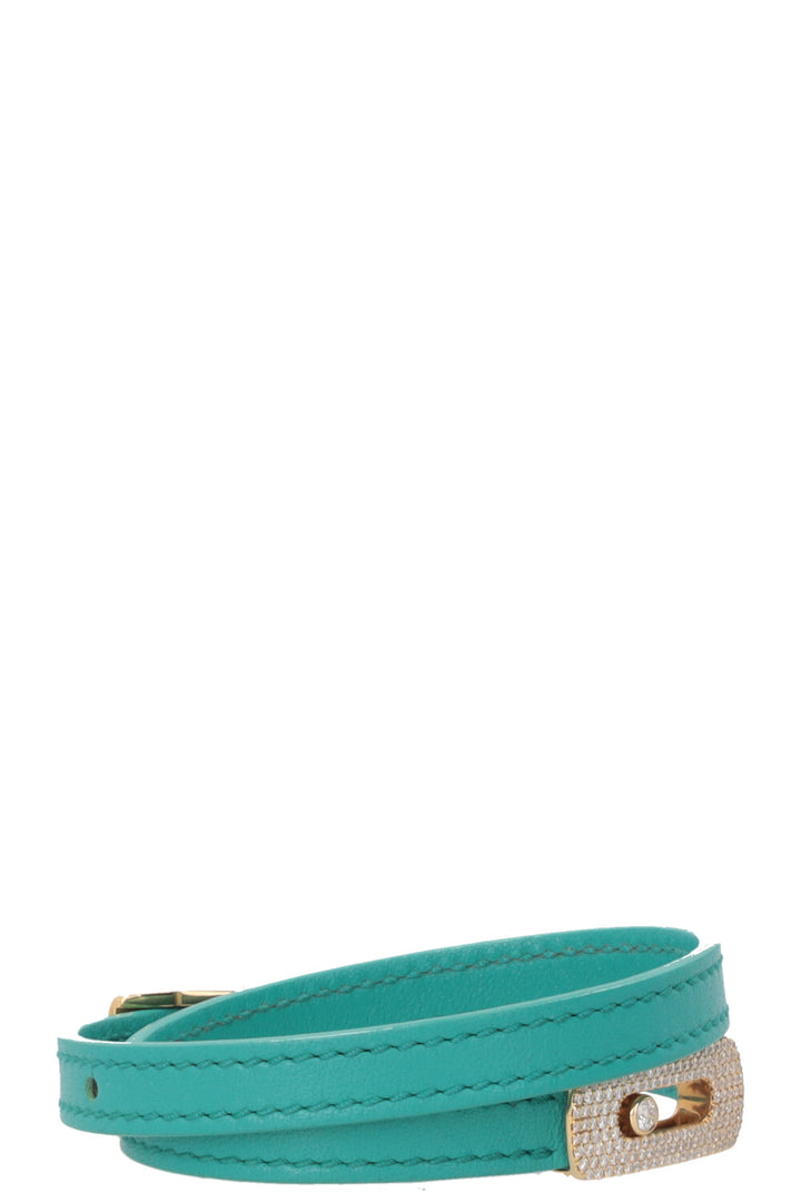 MESSIKA My Move Gold Pave Bracelet Leather Diamonds Turquoise