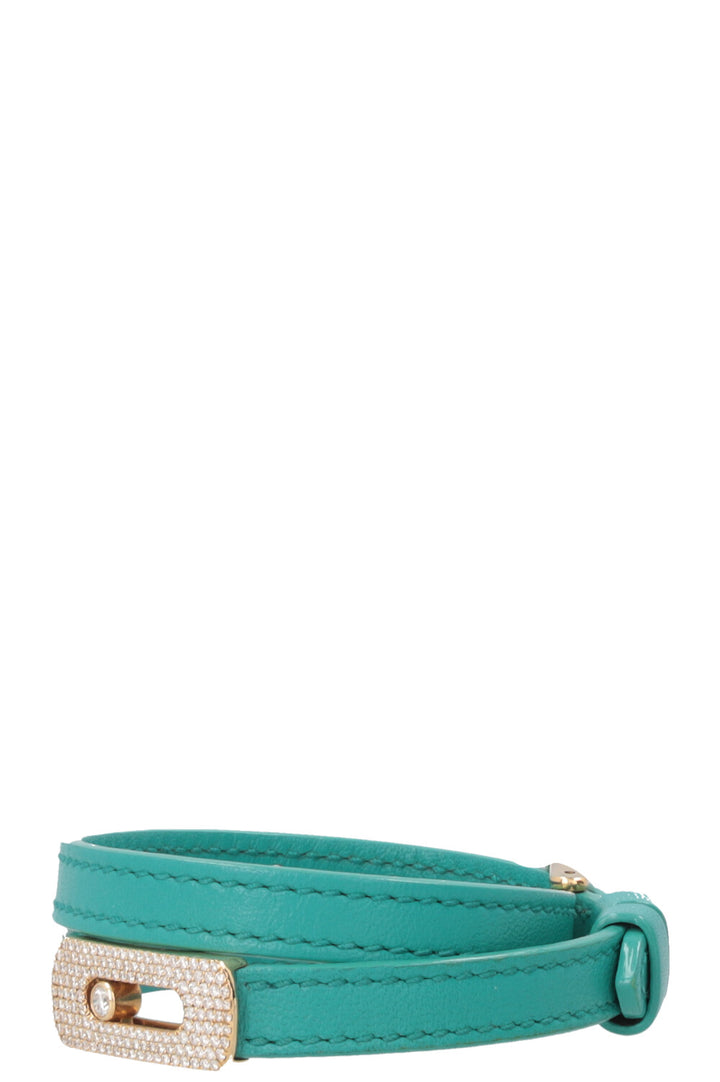 MESSIKA My Move Gold Pave Bracelet Leather Diamonds Turquoise